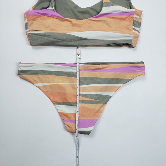 Prana Bikini Set Willow Falls Top & Gemma Bottom Sz Small Reversible Waves Print - Picture 6 of 16